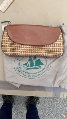 Brahmin Carmen Honey Nantucket Woven Leather Clutch Bag Made in USA - Thumbnail 2