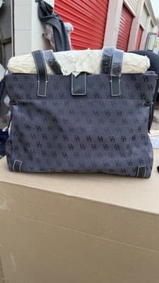 Dooney & Bourke Black DB Monogram Nylon Tote Bag New w/ Luggage Tag - Thumbnail 2