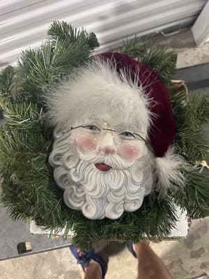 Vintage Clay Art Santa Face Christmas Wreath – Handmade Look – With Tag - Thumbnail 2