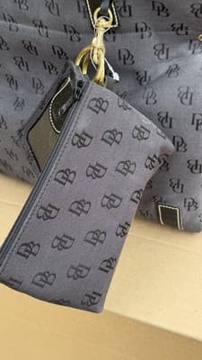 Dooney & Bourke Black DB Monogram Nylon Tote Bag New w/ Luggage Tag - Thumbnail 7