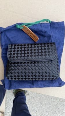 Bottega Veneta Black Intrecciato Satin Clutch Pouch Bag Made in Italy New