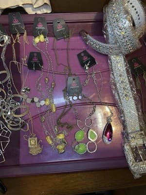 Costume Jewelry Lot 9– Paparazzi Necklaces, Bracelets, Rhinestone Belt & More - Thumbnail 3