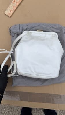 Sharif White Woven Leather Crossbody Clutch Purse Made in USA Vintage - Thumbnail 7