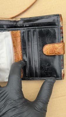 Sharif Vintage Crossbody Bag Wallet Set Leather Patchwork Made in USA - Thumbnail 8