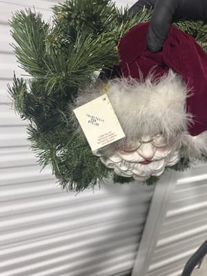 Vintage Clay Art Santa Face Christmas Wreath – Handmade Look – With Tag - Thumbnail 5