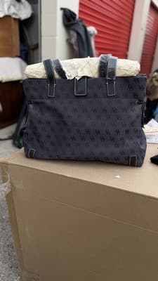 Dooney & Bourke Black DB Monogram Nylon Tote Bag New w/ Luggage Tag