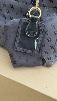 Dooney & Bourke Black DB Monogram Nylon Tote Bag New w/ Luggage Tag - Thumbnail 6