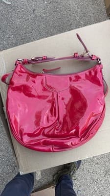 Dooney & Bourke Pink Patent Leather Hobo Shoulder Bag PH360 MJ - Thumbnail 5