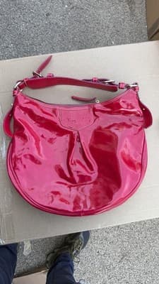 Dooney & Bourke Pink Patent Leather Hobo Shoulder Bag PH360 MJ - Thumbnail 2