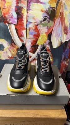 Prada Sneakers Milano Chunky Black Yellow EU 37.5 Made in Italy - Thumbnail 7