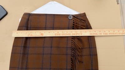 Dana Buchman Wool Skirt Size 10 Brown Plaid Fringe Wrap Style Fall Winter - Thumbnail 6