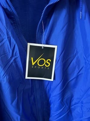 VOS Sports Mens 3XL Blue Hooded Windbreaker Jacket Full Zip Fleece Lined NWT - Thumbnail 2