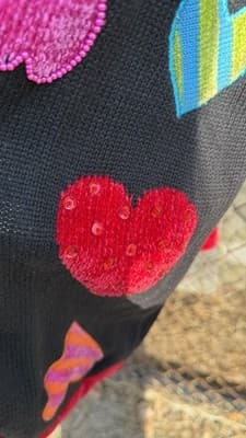Vintage Heart Cardigan 1X Colorful Beaded Sweater - Thumbnail 6