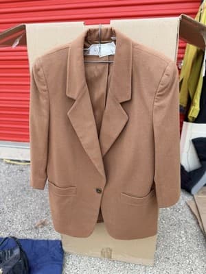 Vintage Dana Buchman Wool Blazer Size 8 Brown Jacket Made in USA Classic