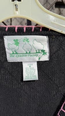 Vintage Quacker Factory Flamingo Cardigan Sweater Palm Tree Tropical M - Thumbnail 3
