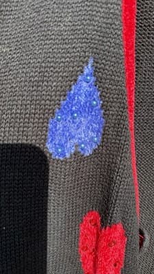 Vintage Heart Cardigan 1X Colorful Beaded Sweater - Thumbnail 3