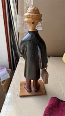 Vintage Hand Carved Wooden Clergy Figure Made in Italy Folk Art Statue - Thumbnail 6