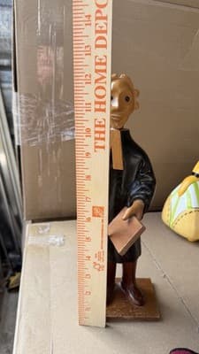 Vintage Hand Carved Wooden Clergy Figure Made in Italy Folk Art Statue - Thumbnail 8