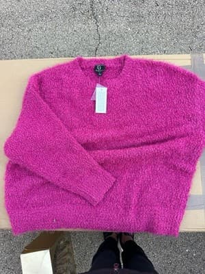 G by Giuliana Pink Eyelash Knit Sweater XL NWT
