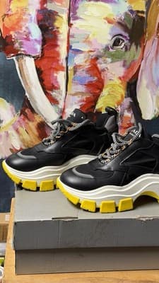 Prada Sneakers Milano Chunky Black Yellow EU 37.5 Made in Italy - Thumbnail 4