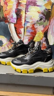 Prada Sneakers Milano Chunky Black Yellow EU 37.5 Made in Italy - Thumbnail 2