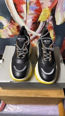 Prada Sneakers Milano Chunky Black Yellow EU 37.5 Made in Italy - Thumbnail 8