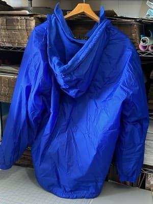 VOS Sports Mens 3XL Blue Hooded Windbreaker Jacket Full Zip Fleece Lined NWT - Thumbnail 5