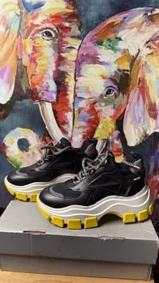 Prada Sneakers Milano Chunky Black Yellow EU 37.5 Made in Italy - Thumbnail 3
