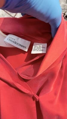 Dana Buchman 100% Silk Blouse Red Size 10 NWT Button Front - Thumbnail 3