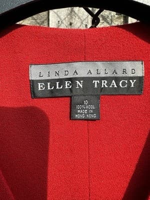Ellen Tracy Linda Allard Red 100% Wool Dress Jacket Size 10 NWT - Thumbnail 2