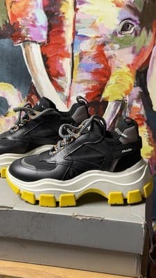 Prada Sneakers Milano Chunky Black Yellow EU 37.5 Made in Italy - Thumbnail 6