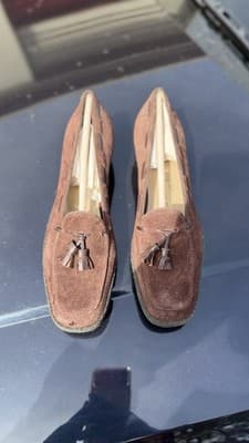 Salvatore Ferragamo Suede Tassel Loafers Brown Italy Womens