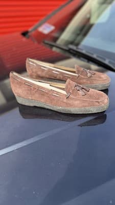 Salvatore Ferragamo Suede Tassel Loafers Brown Italy Womens - Thumbnail 2