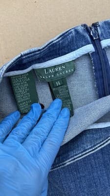 Vintage Ralph Lauren Denim Skirt Size 14 Knee Length Stretch - Thumbnail 4