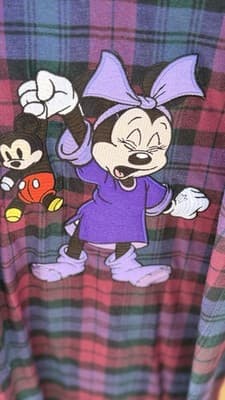 Vintage Disney Minnie Mickey Plaid Nightshirt One Size Cotton 90s - Thumbnail 2