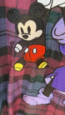Vintage Disney Minnie Mickey Plaid Nightshirt One Size Cotton 90s - Thumbnail 4