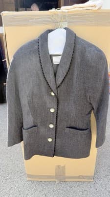 Vintage Dana Buchman Wool Blend Blazer Gray Jacket Classic Size 10