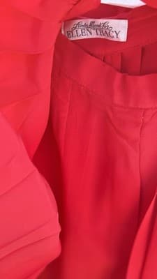 Vintage Linda Allard Ellen Tracy Red Pleated Dress Set Layered Dress Size 8 - Thumbnail 7