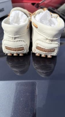 Minnetonka Moccasins Womens 5.5 Off White Leather Classic Moc 691S - Thumbnail 7