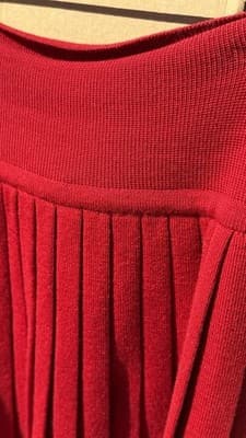 Donna Karan Wool Pleated Skirt Red Womens M Bergdorf Goodman Knit - Thumbnail 8
