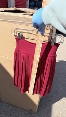 Donna Karan Wool Pleated Skirt Red Womens M Bergdorf Goodman Knit - Thumbnail 5