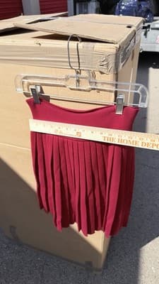 Donna Karan Wool Pleated Skirt Red Womens M Bergdorf Goodman Knit - Thumbnail 4