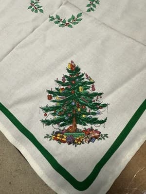 Spode Christmas Tree Cotton Napkins Set of 4 Vintage Made England New - Thumbnail 3