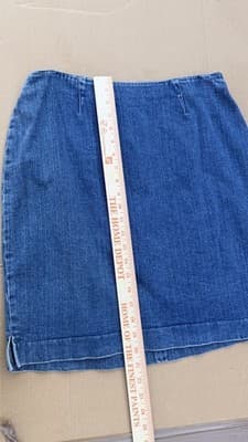Vintage Ralph Lauren Denim Skirt Size 14 Knee Length Stretch - Thumbnail 3