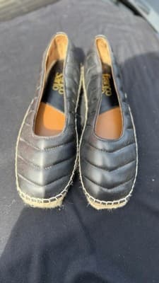 Franco Sarto Black Leather Espadrilles Flats – Women’s Size 5.5