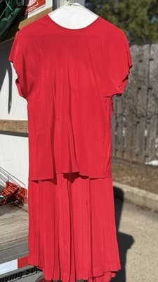 Vintage Linda Allard Ellen Tracy Red Pleated Dress Set Layered Dress Size 8