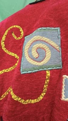 Indigo Moon Jacket Embroidered Red Art To Wear Button Front Size M - Thumbnail 7