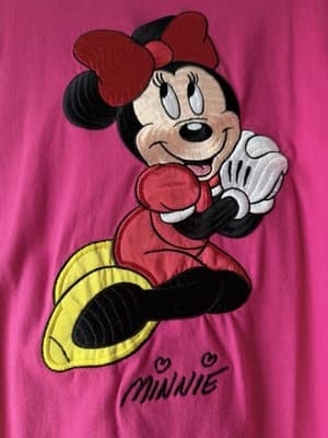 Disney Minnie Mouse Pink T-Shirt L/XL Graphic Tee Cotton Cute Casual - Thumbnail 2
