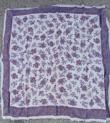 Vintage Italian Wool Scarf Paisley Pink Purple Made in Italy Lightweight Shawl