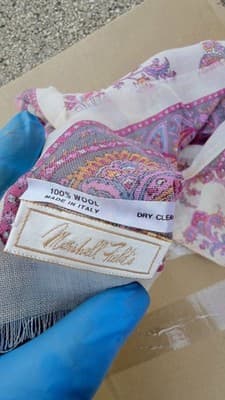 Vintage Italian Wool Scarf Paisley Pink Purple Made in Italy Lightweight Shawl - Thumbnail 3